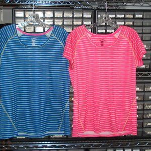 TWO Moisture Wick Sport Shirts, One Blue and One Coral Pink Size Large